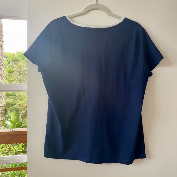 L-RL Lauren Active Ralph Lauren Navy V-Neck‎ Short Sleeve T-Shirt, Size XL - Picture 2 of 6